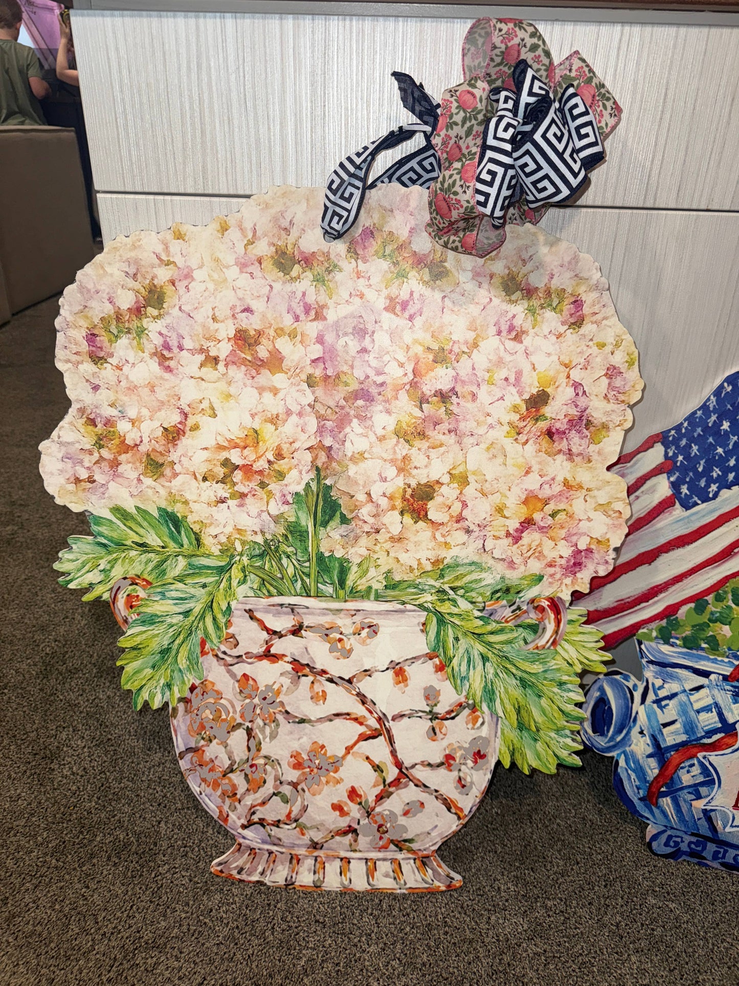 Mid Mod Design LLC - LARGE Designer Hydrangeas Ginger Jar Door Hanger