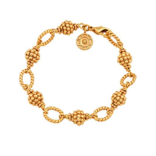 Berry & Bead Bracelet (7”+2” Gold)