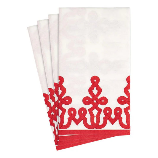 Seasonal Caspari Guest Towels Dessin Passementerie Red