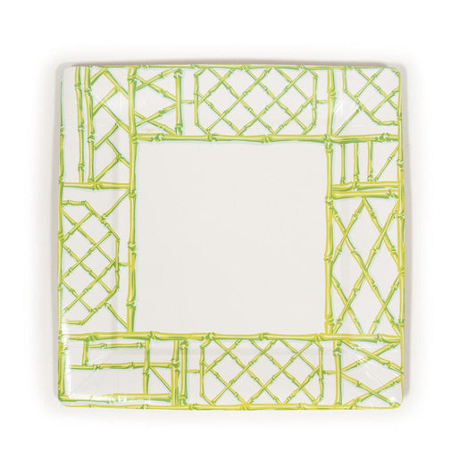 Caspari Square Dinner Plate/ Bamboo Screen Green Moss