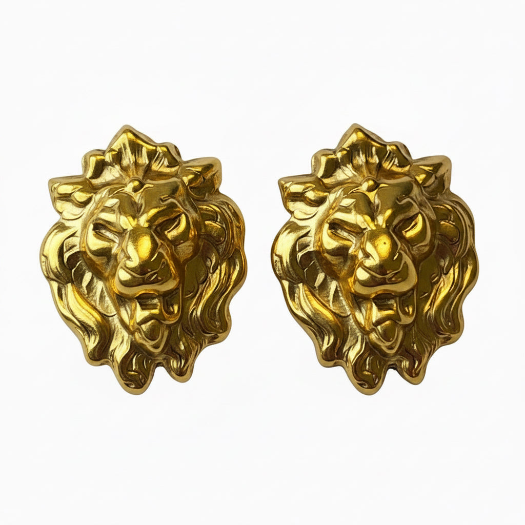 Lion Head Earrings (Stud & Clip on)