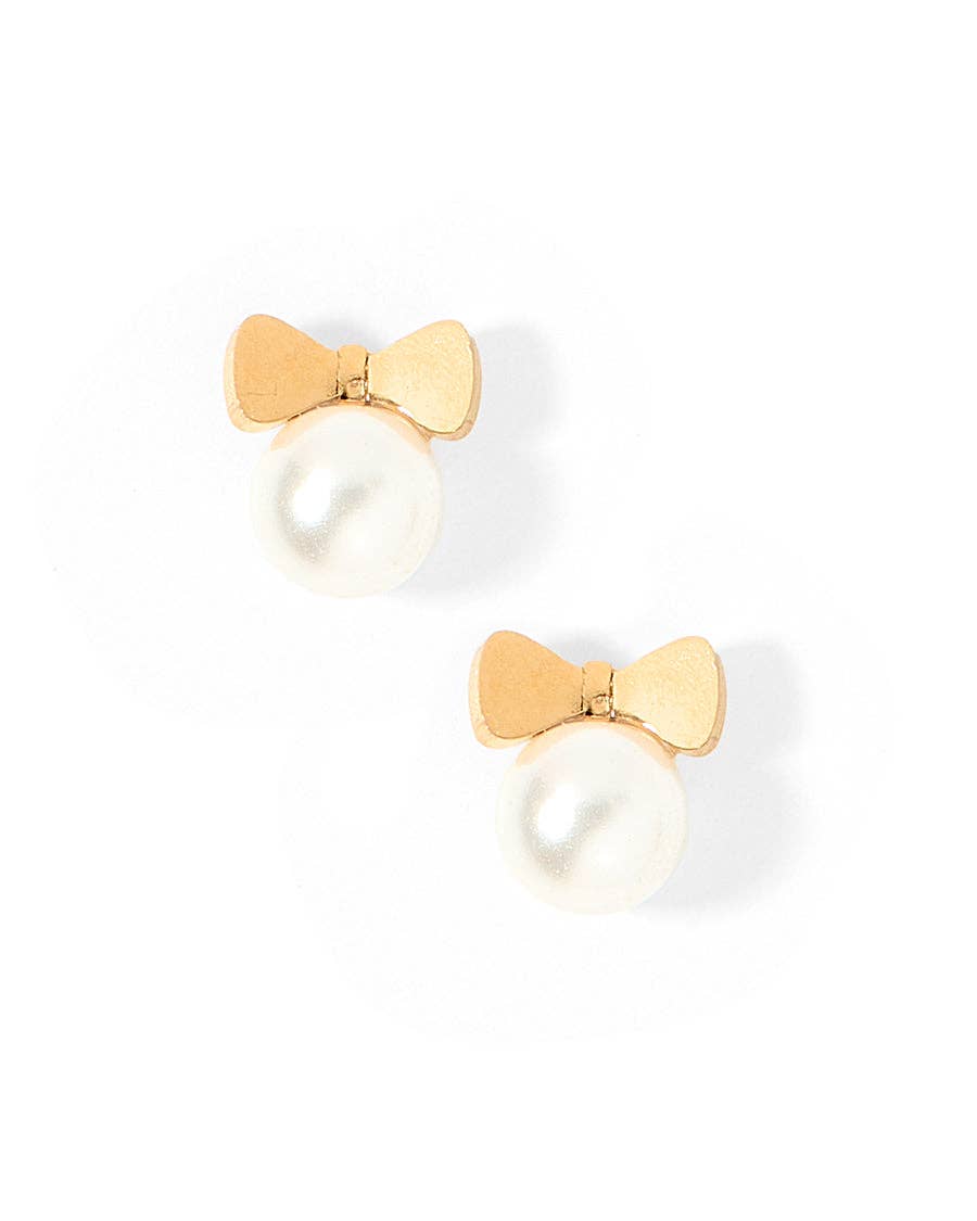 LINNY CO - Screwback Stud Earrings - Heidi Pearl Bow
