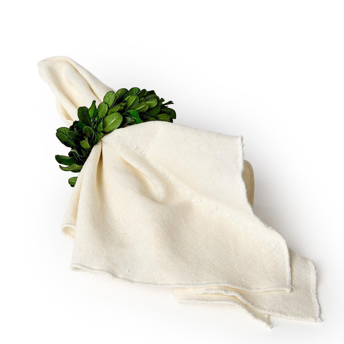 Set of 4 Preserved Boxwood Wreath Napkin Rings