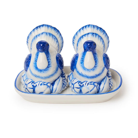 Blue & White Turkey Salt and Pepper Shaker Set