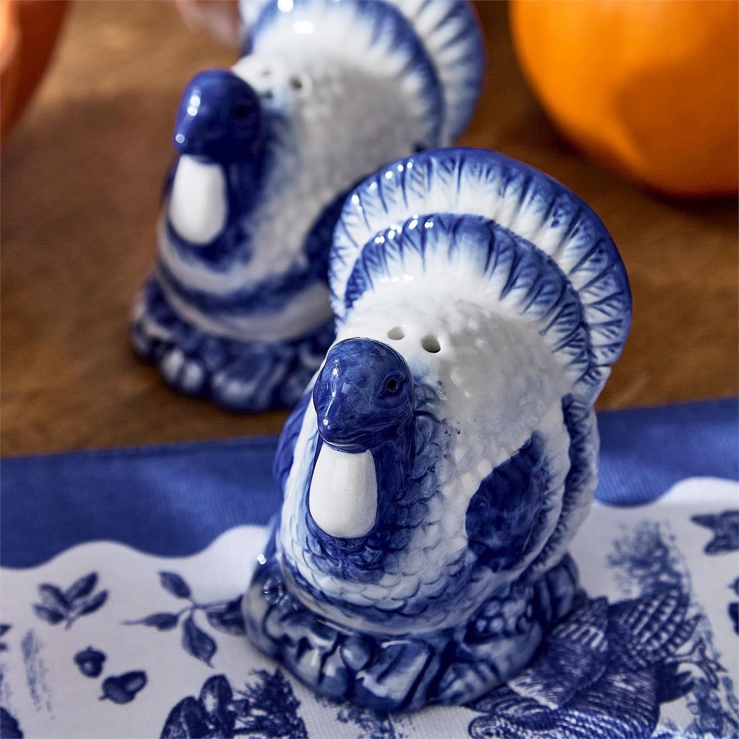 Blue & White Turkey Salt and Pepper Shaker Set