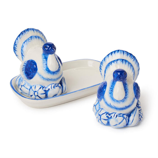 Blue & White Turkey Salt and Pepper Shaker Set