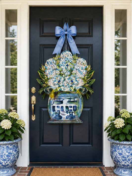 LARGE Designer Grand Millennial Hydrangeas Door Hanger