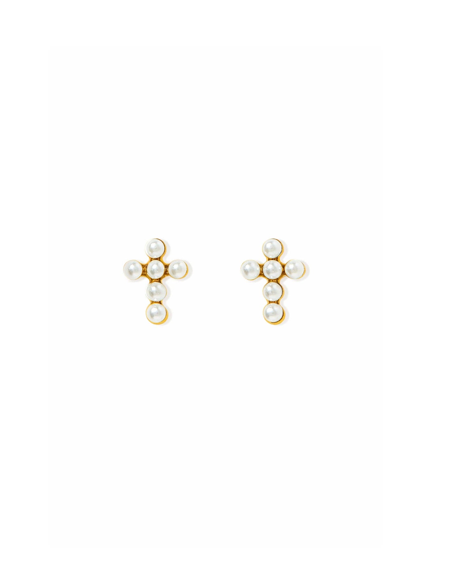 LINNY CO - Screwback Stud Earrings - Clara Cross Pearl