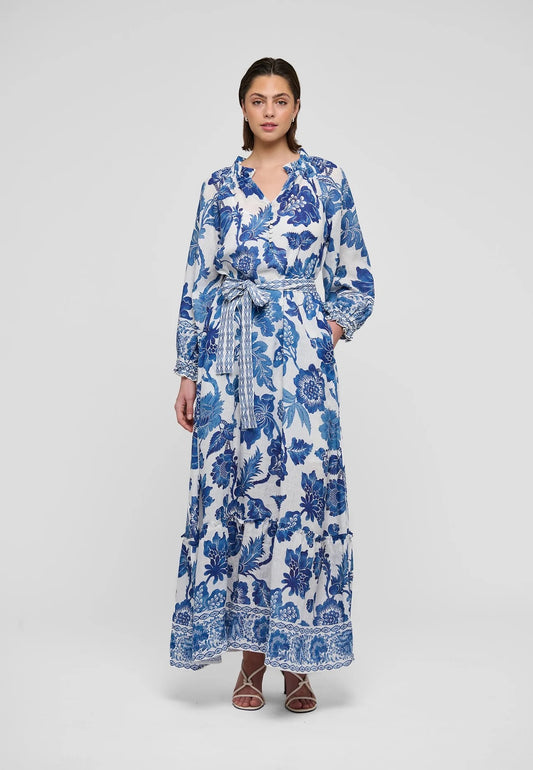 IdaniaDEA Blue and White Maxi Dress