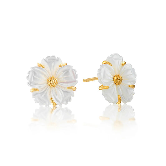 Mermaid Garden Petite Stud Earrings-MOP