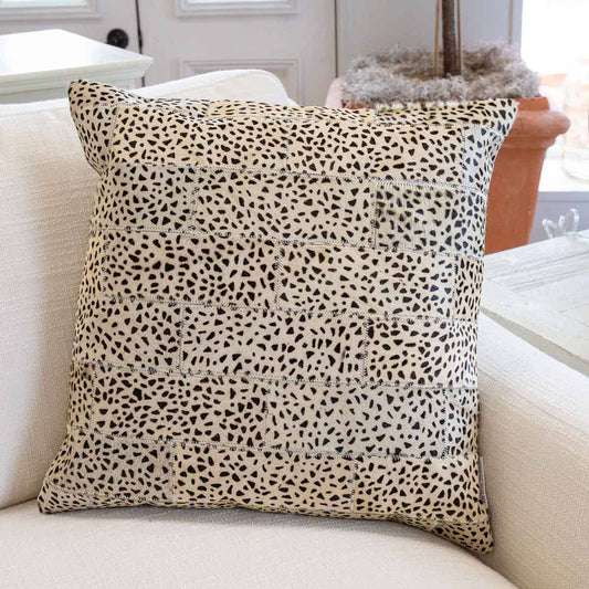 Austin Cheetah Hide Pillow   Beige/Black   18x18 No