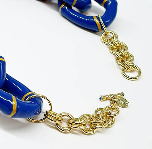 Parker Kennedy - Jewelry Collection - "The Michelle" - Bamboo Link Necklace - Blue