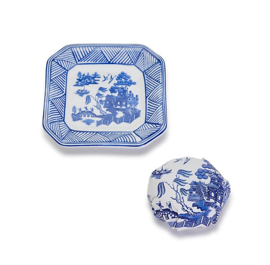 Blue Willow Sandalwood Soap Tray Set