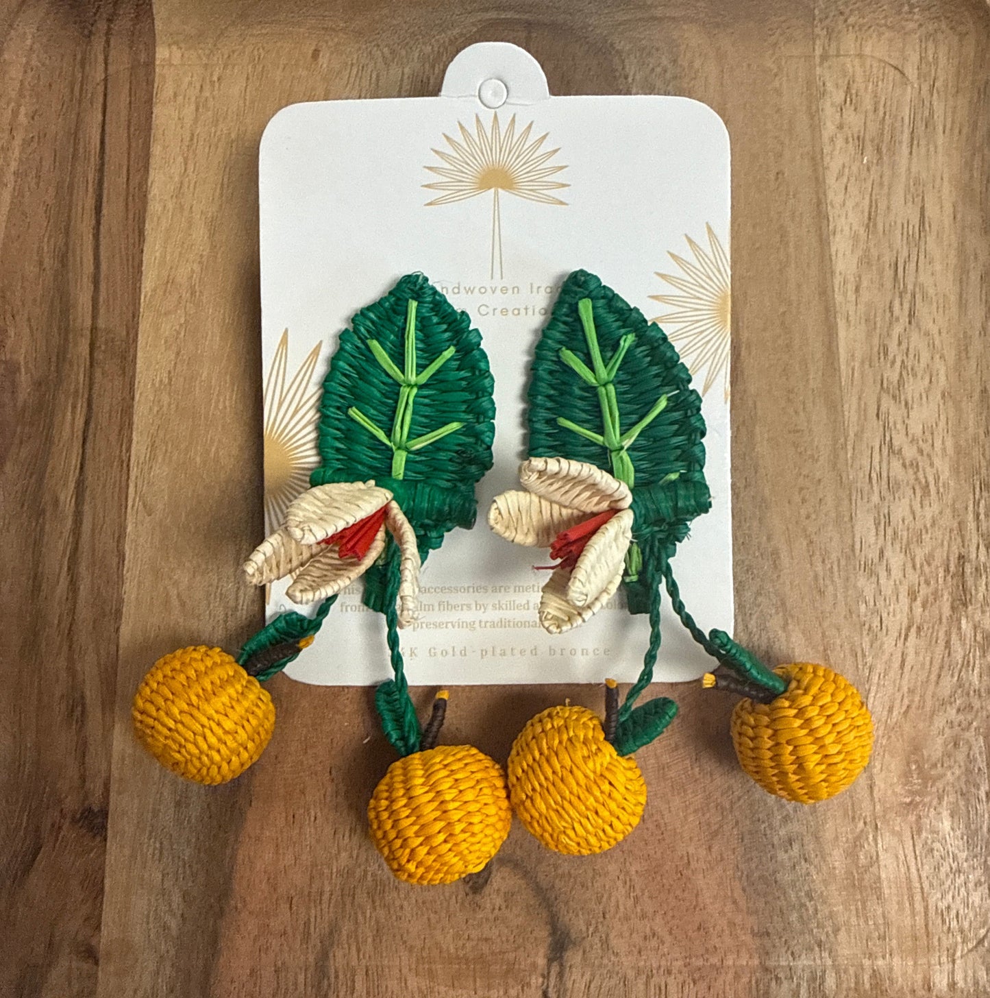 Handwoven Palm Leaf Mini Earrings