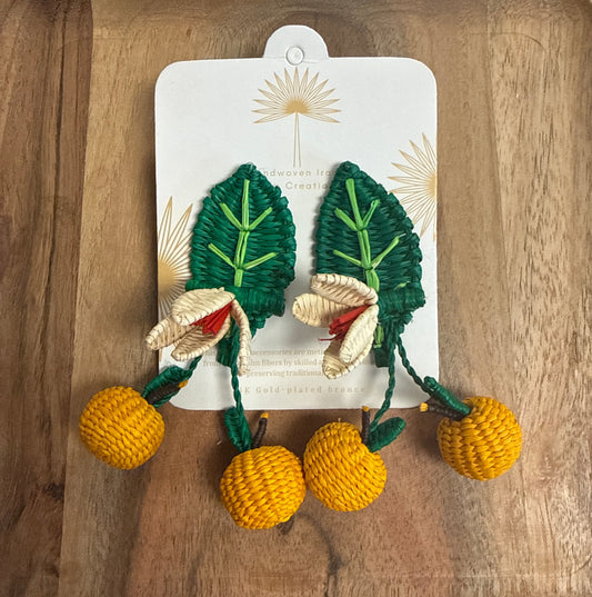 Handwoven Palm Leaf Mini Earrings