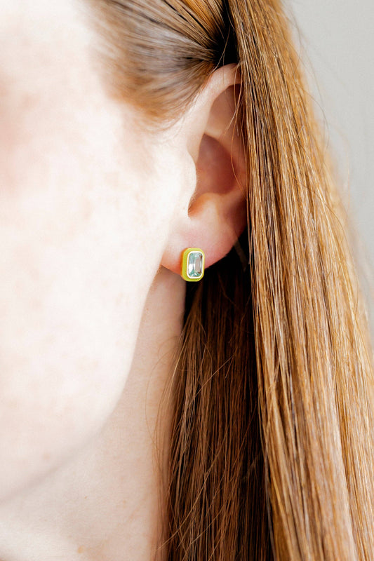 LINNY CO - Screwback Stud Earrings - Whitney Lime Zest