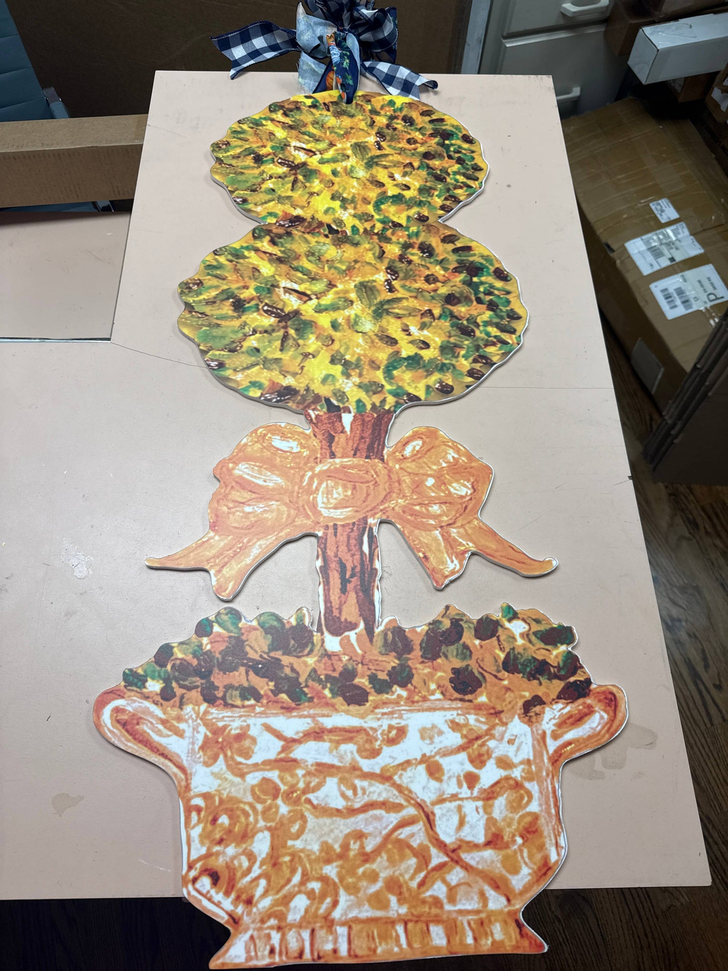 LARGE Designer Golden Hour Topiary Ginger Jar Door Hanger