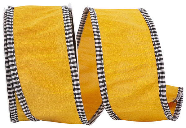 Mustard Dupioni Check Ribbon Roll