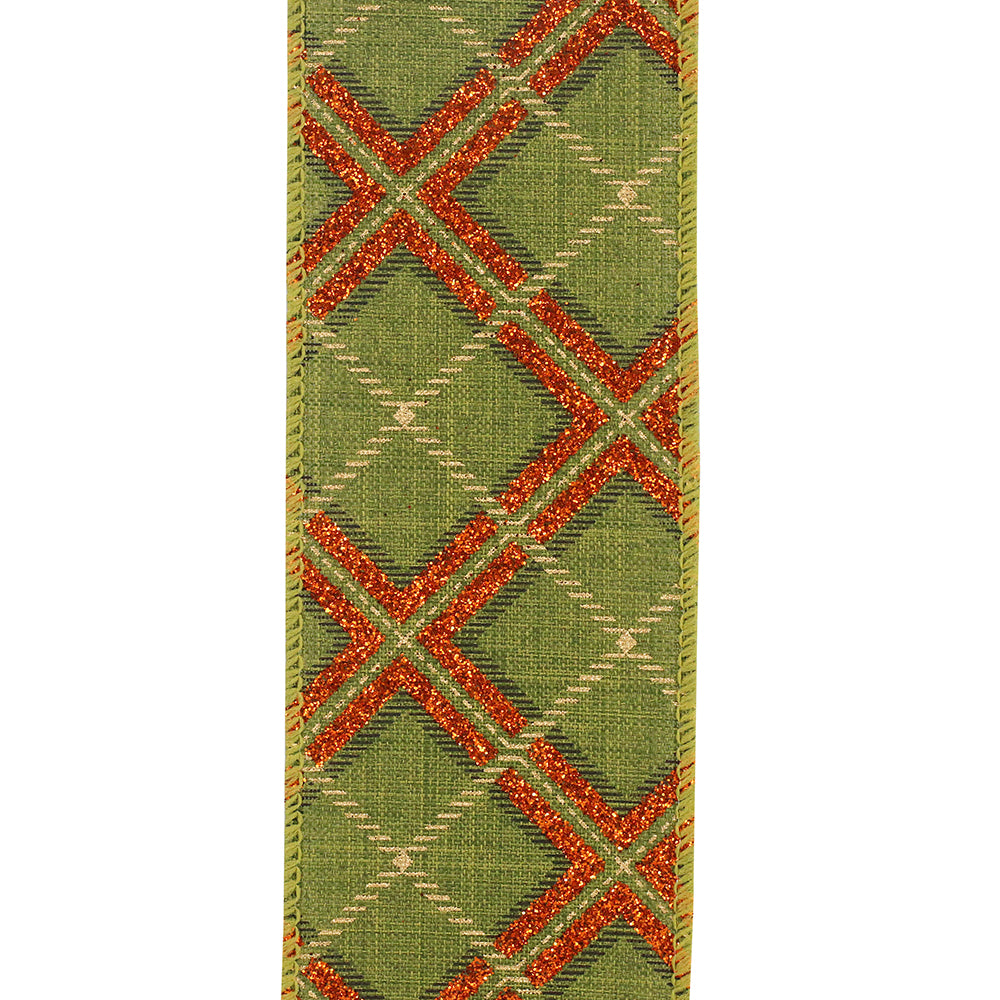 Green Sunset Glitter Lattice Ribbon Roll