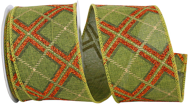 Green Sunset Glitter Lattice Ribbon Roll