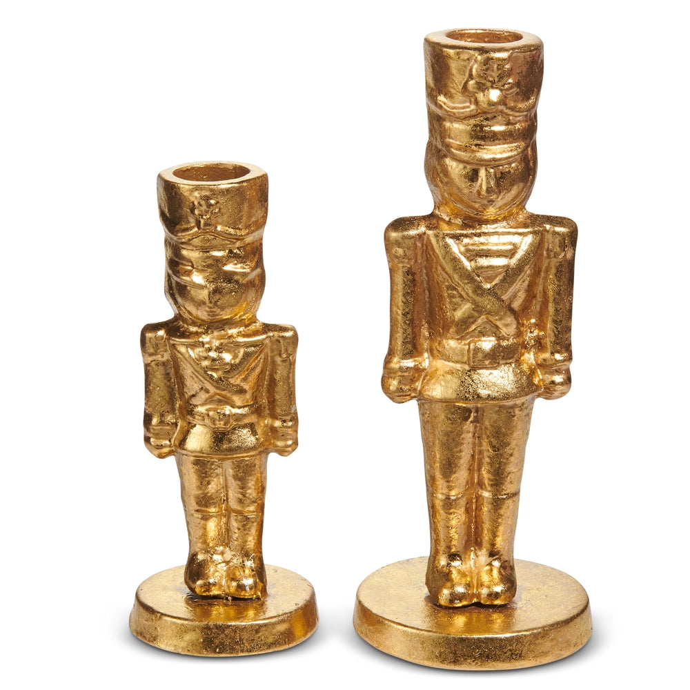 Gold Nutcracker Candlesticks 2 Sizes