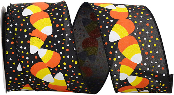Candy Corn & Dots Wired Edge Ribbon Roll