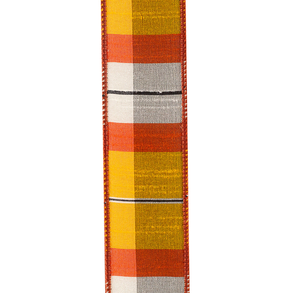 Orange Dupioni Plaid Ribbon Roll