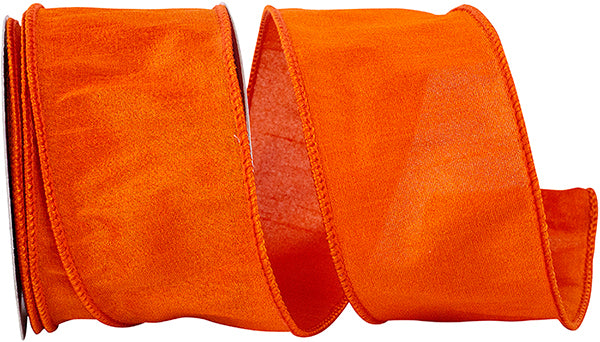Tangerine DUPIONI FLAME WIRED EDGE RIBBON Roll