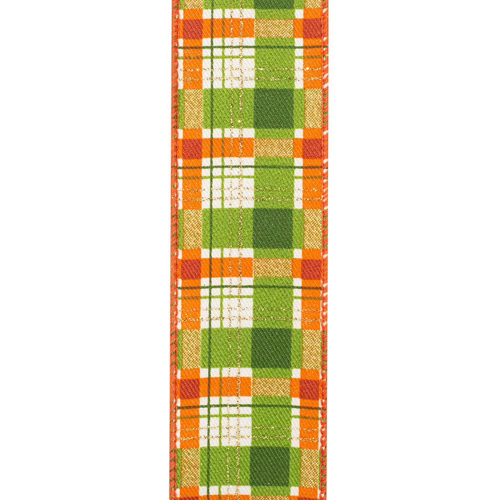 Moss Plaid Season Glitter Ribbon Roll