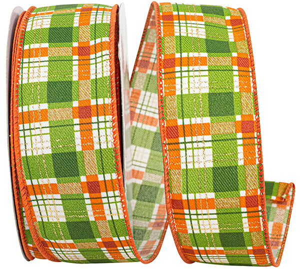 Moss Plaid Season Glitter Ribbon Roll