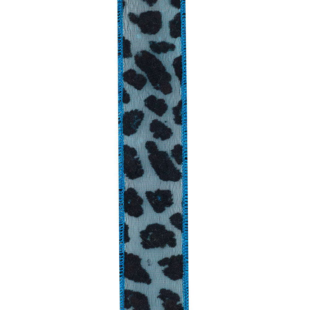 Turquoise Leopard Spot Silk Deluxe Ribbon Roll