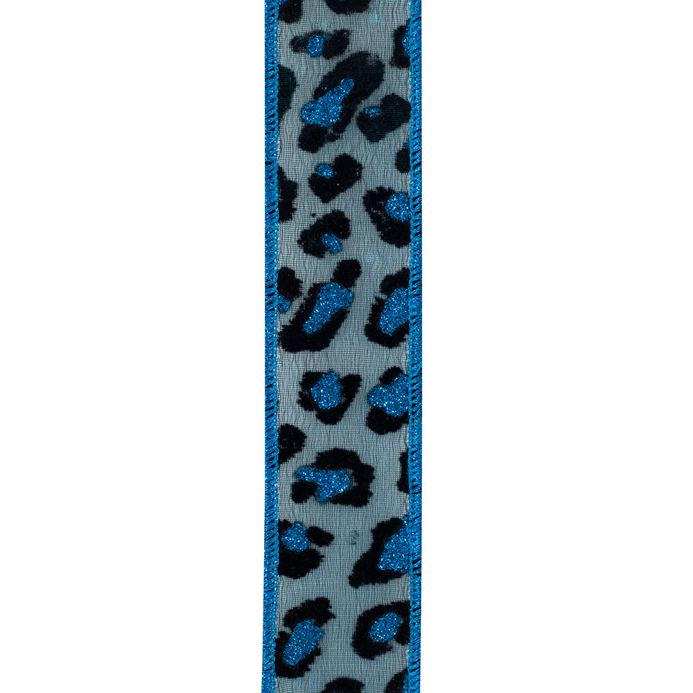 Turquoise Leopard Spot Silk Deluxe Ribbon Roll
