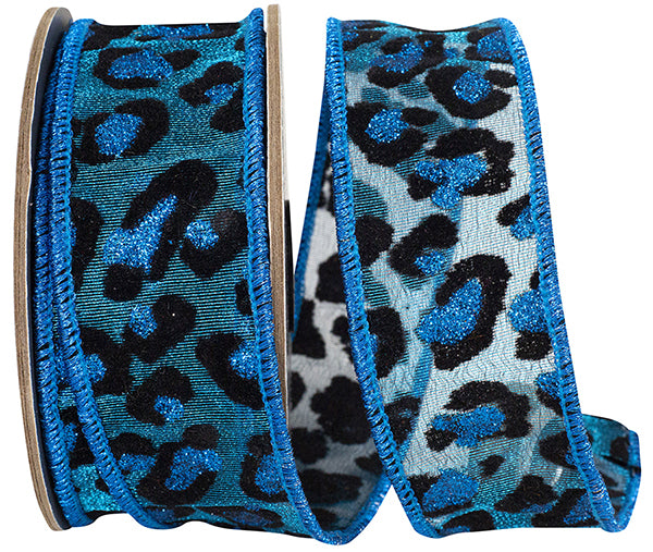 Turquoise Leopard Spot Silk Deluxe Ribbon Roll