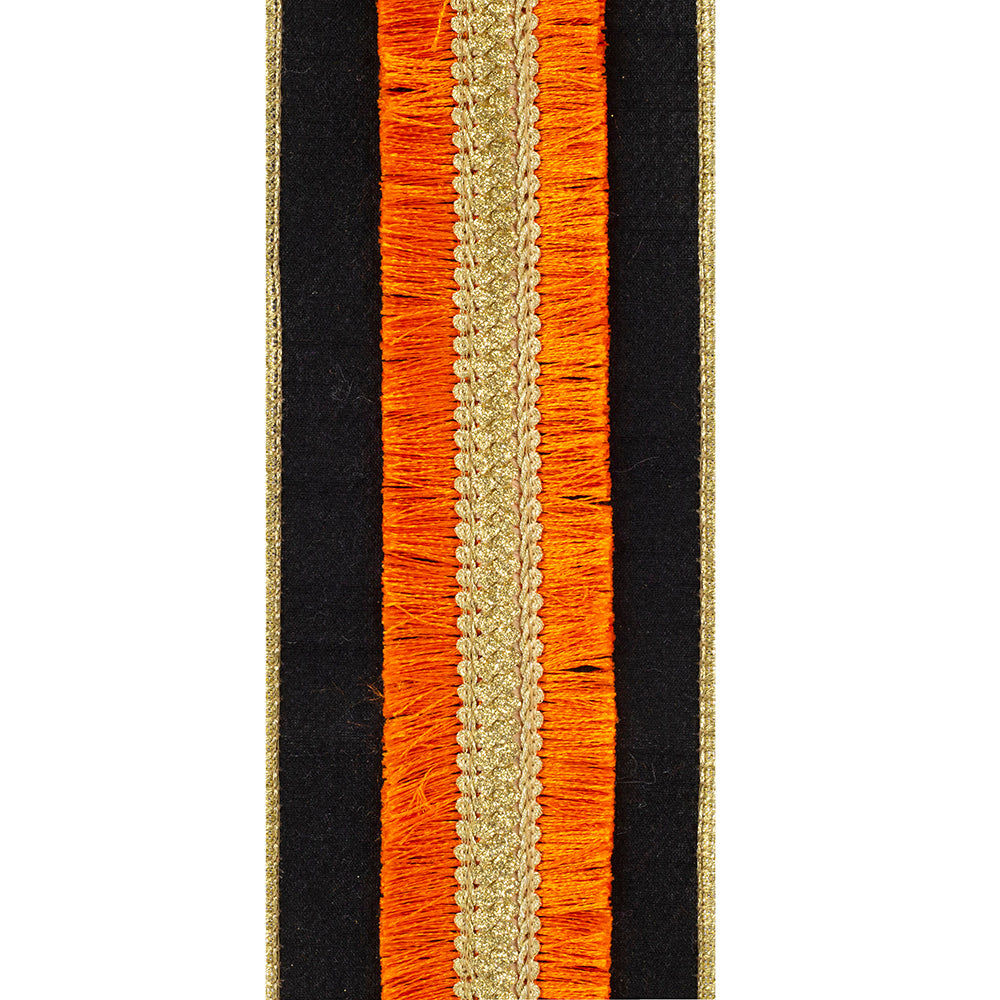 Black & Orange Fringe Trimmed Deluxe Ribbon Roll