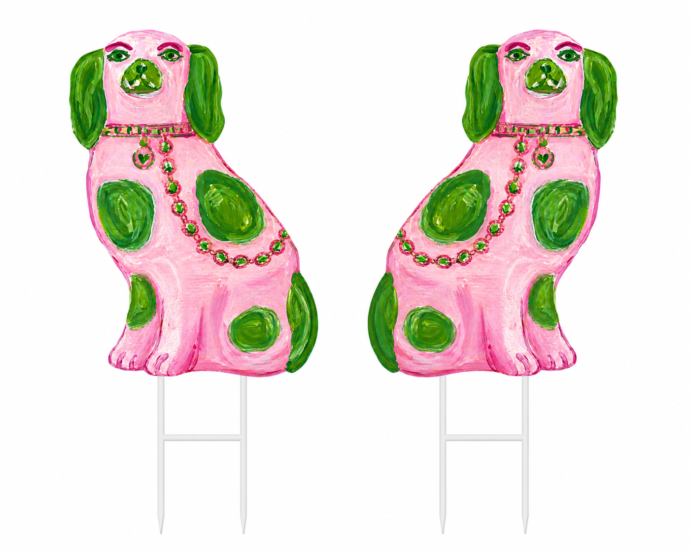 LARGE Designer Chinois Staffie Dogs Topiary Stake 2 Colors