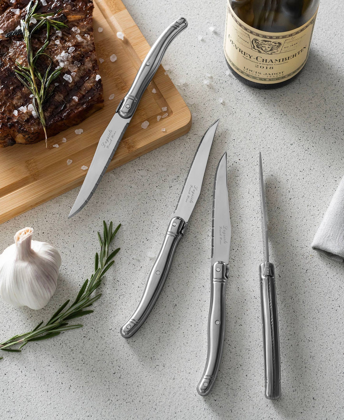 French Home - Laguiole Connoisseur 4-Piece Stainless-Steel Steak Knife Set