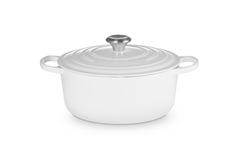 Le Creuset 5.5 Signature Round Dutch Oven Blanc Shiny White
