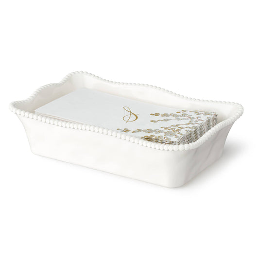 Certified International - Perlette Cream HW Melamine Guest Napkin Holder 10x6.25x2.75