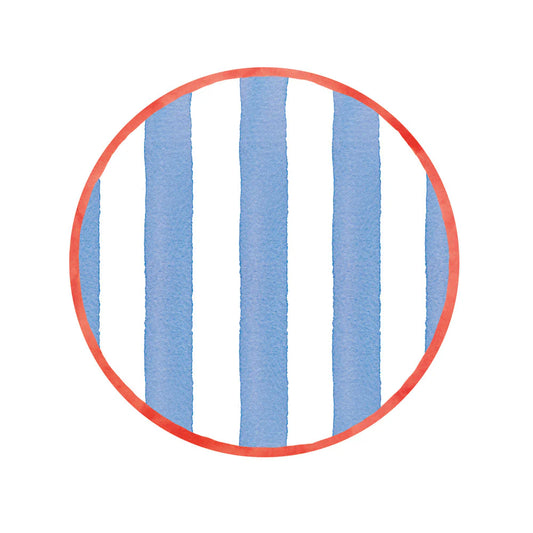 Caspari (Salad/Dessert) Plate/ Cafe Stripe Blue & Red