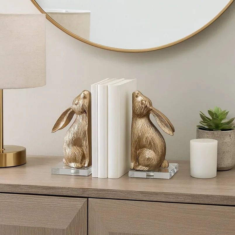 Amhurst Bunny Bookends (Gold) Set