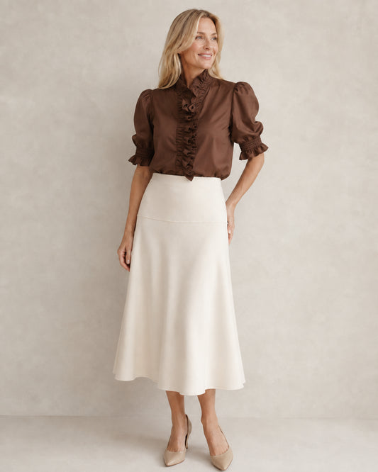 The Nan Knit Midi Skirt | Cream Blend