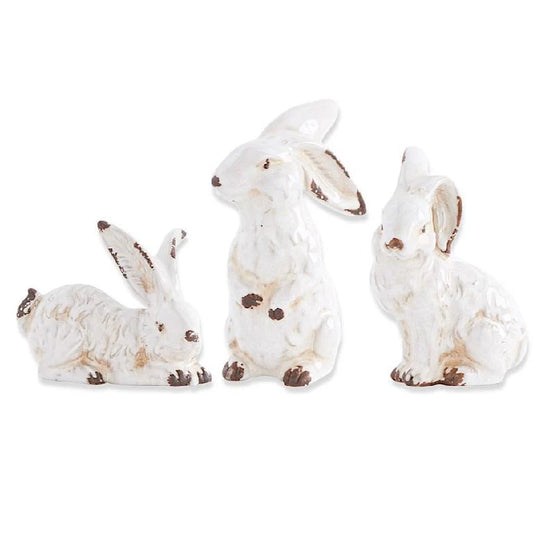 7” Assorted Vintage White Ceramic Bunnies (3 Styles)
