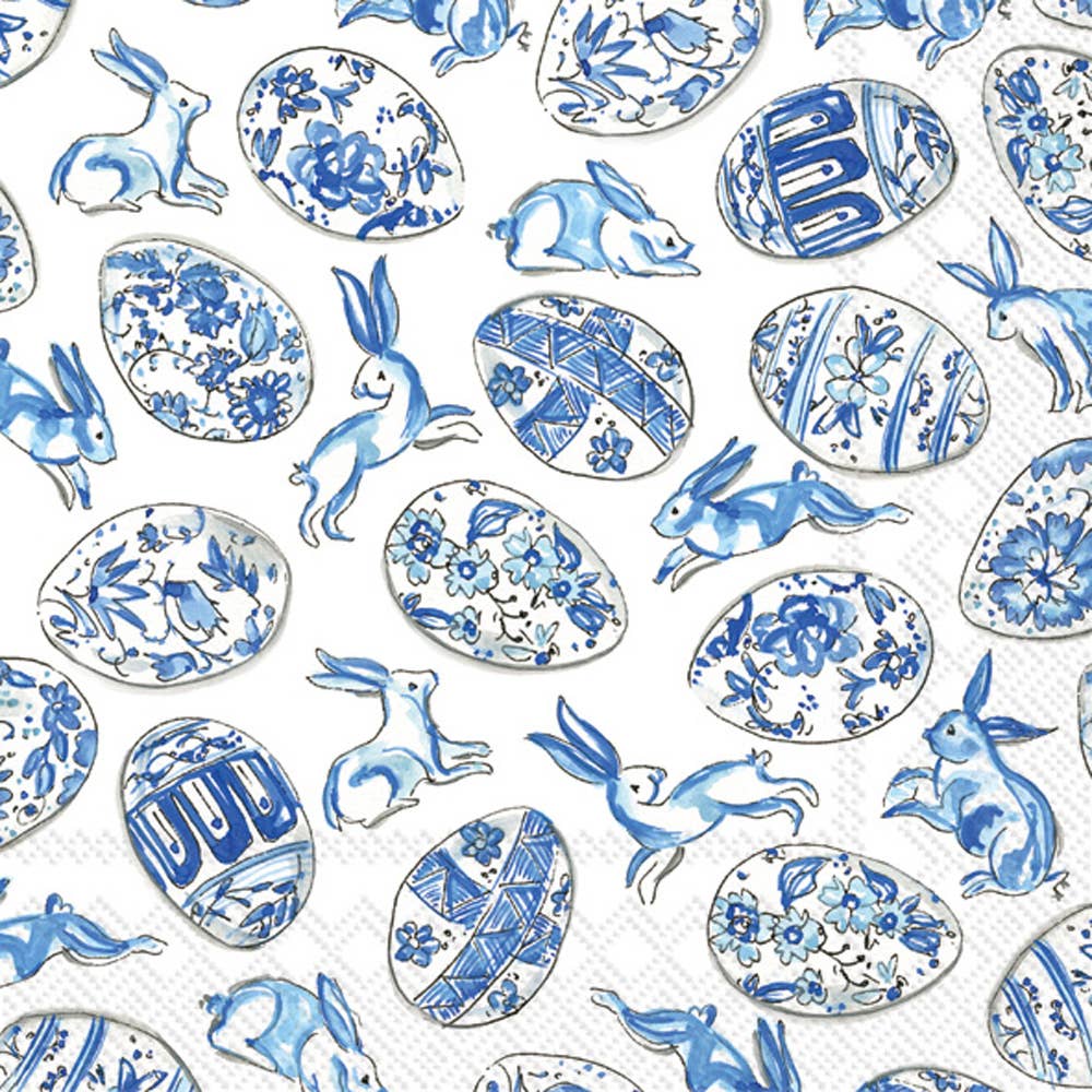 Boston International - Paper Cocktail Napkins 20ct Blue And White Eggs Rosanne Beck