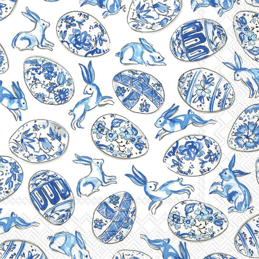 Boston International - Paper Cocktail Napkins 20ct Blue And White Eggs Rosanne Beck