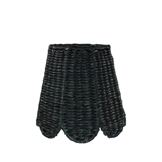 Small Scalloped Black Seagrass Shade for Cordless Table Lamp