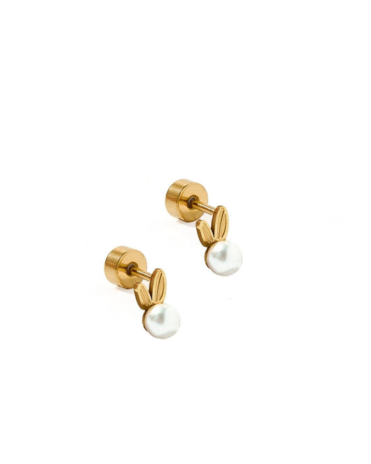 LINNY CO - Screwback Stud Earrings - Heidi Pearl Bunny