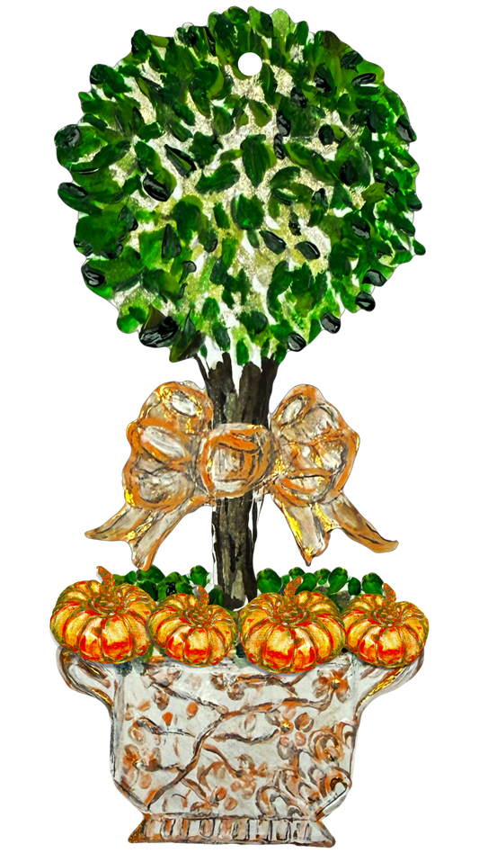LARGE Designer Chinois Pumpkin Topiary Door Hanger