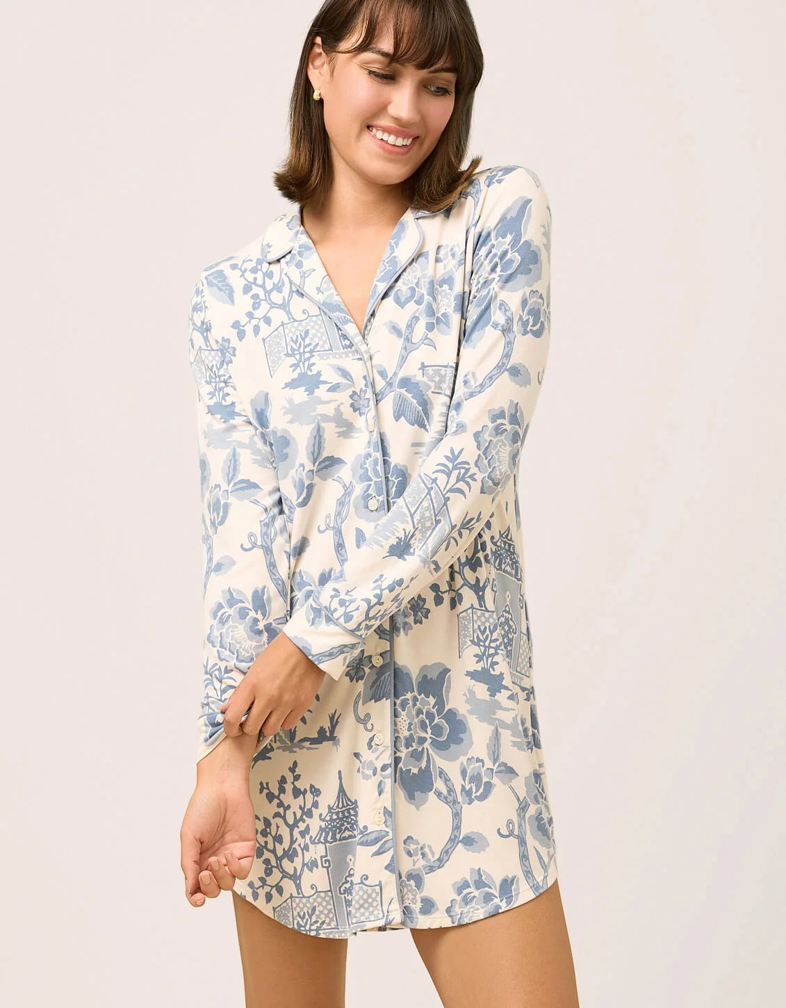 Pajama Sleep Shirt in Garden Toile