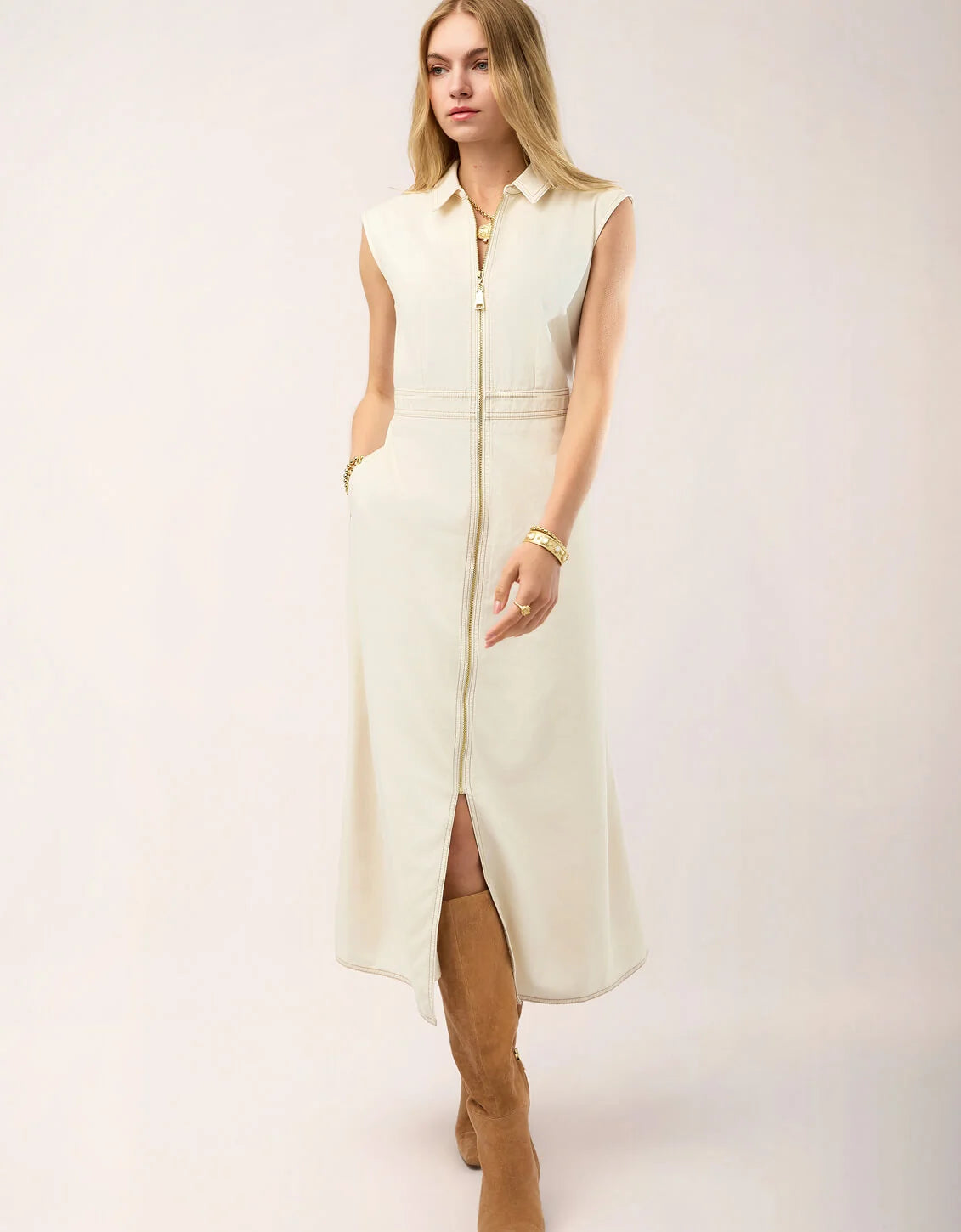 Lainey Denim Dress Antique White