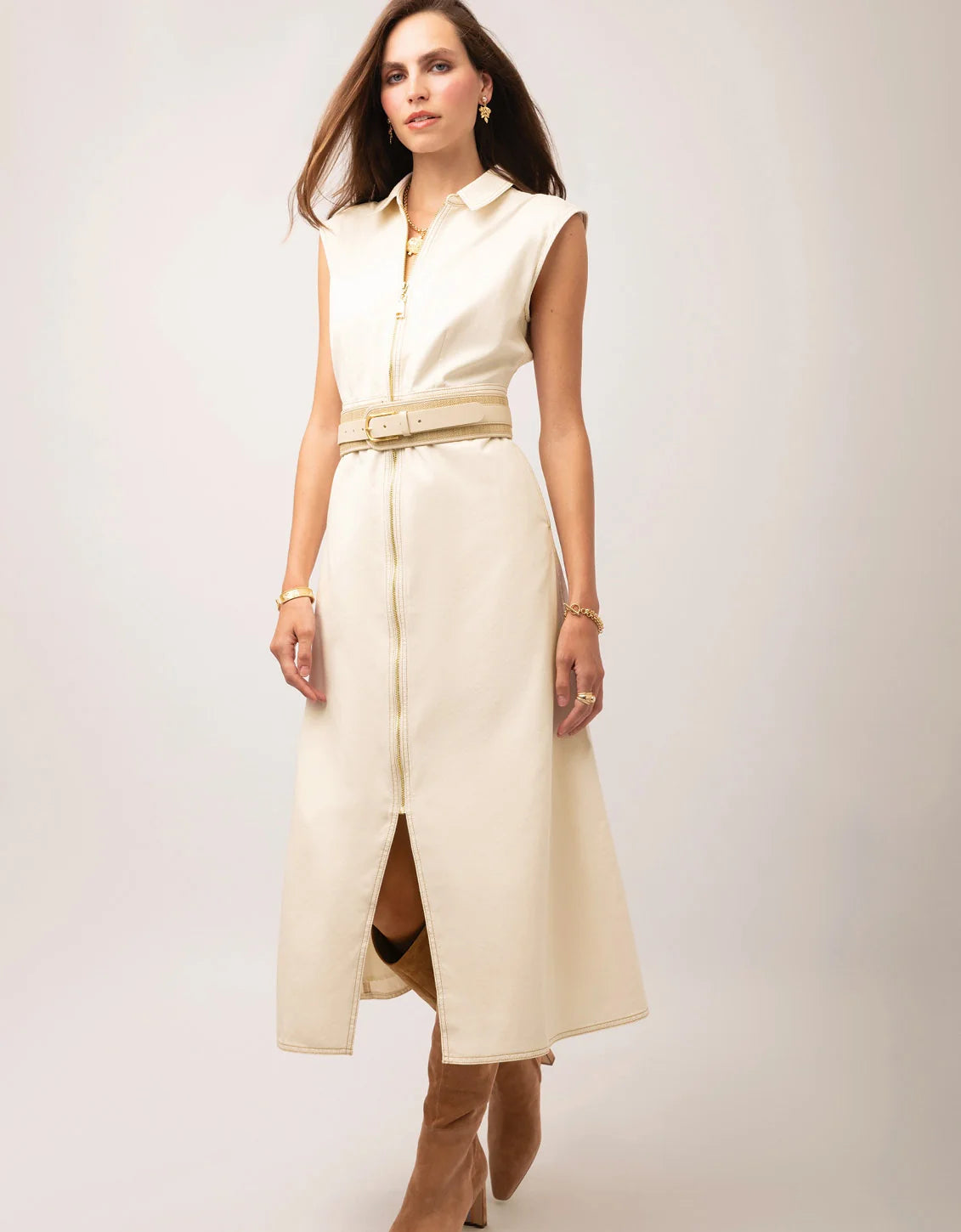 Lainey Denim Dress Antique White